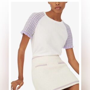 MAJE Lavender Tweed Organic Cotton-Blend T-Shirt 2 (US small)